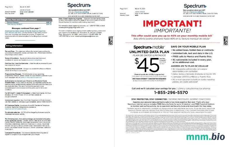 USA Spectrum rachunek za media szablon w formacie Word i PDF (4 Strony) 3 4